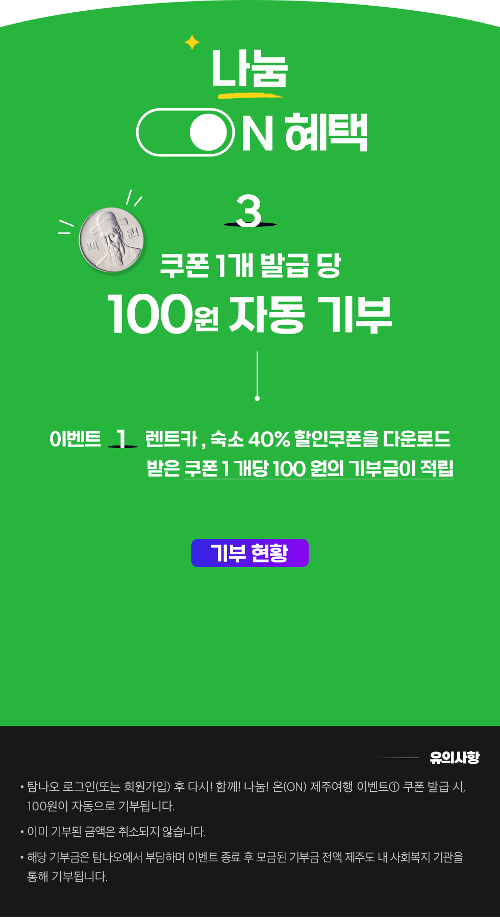 쿠폰1개발급 100월 자동 기부